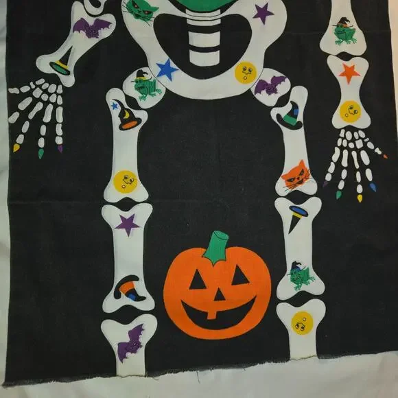 Vintage Skeleton Witch Pullover Halloween Costume Apron Mask Sheet 31" L 18" W - Picture 6 of 16